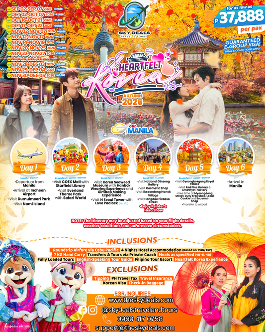 6 Days 5 Nights Heartfelt Korea Autumn | OCTOBER to NOVEMBER 2026