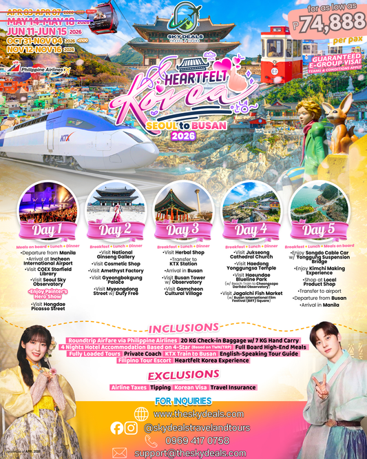5 Days 4 Nights Seoul to Busan Adventure | JUNE to NOVEMBER 2026
