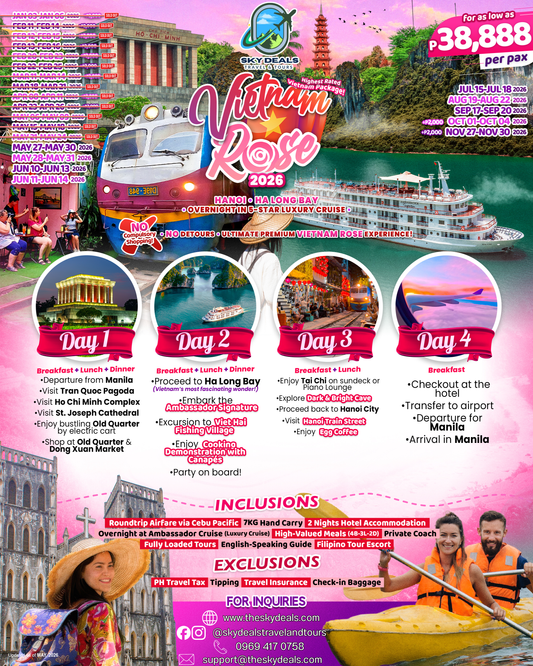 4 Days 3 Nights Vietnam Rose Tour | Hanoi • Ha Long Bay | JULY to NOVEMBER 2026