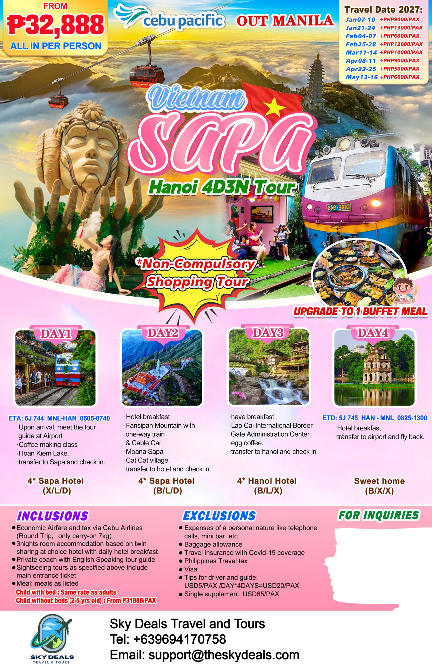 4 Days 3 Nights Sapa - Hanoi | JANUARY to MAY 2027