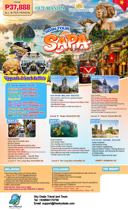 6 Days 5 Nights Sapa - Hanoi - Ha Long Bay | JULY to DECEMBER 2026
