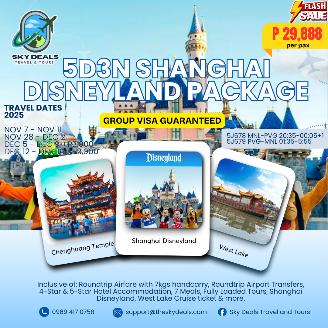 5 Days and 3 Nights Shanghai Disneyland Package Nov-Dec 2025