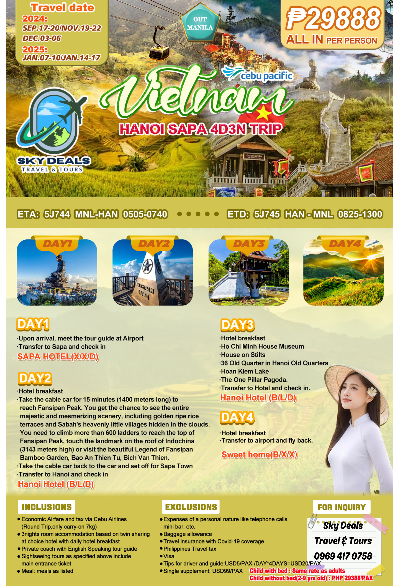 Hanoi Sapa 4 Days 3 Nights Package All-In September 2024 to January 2025