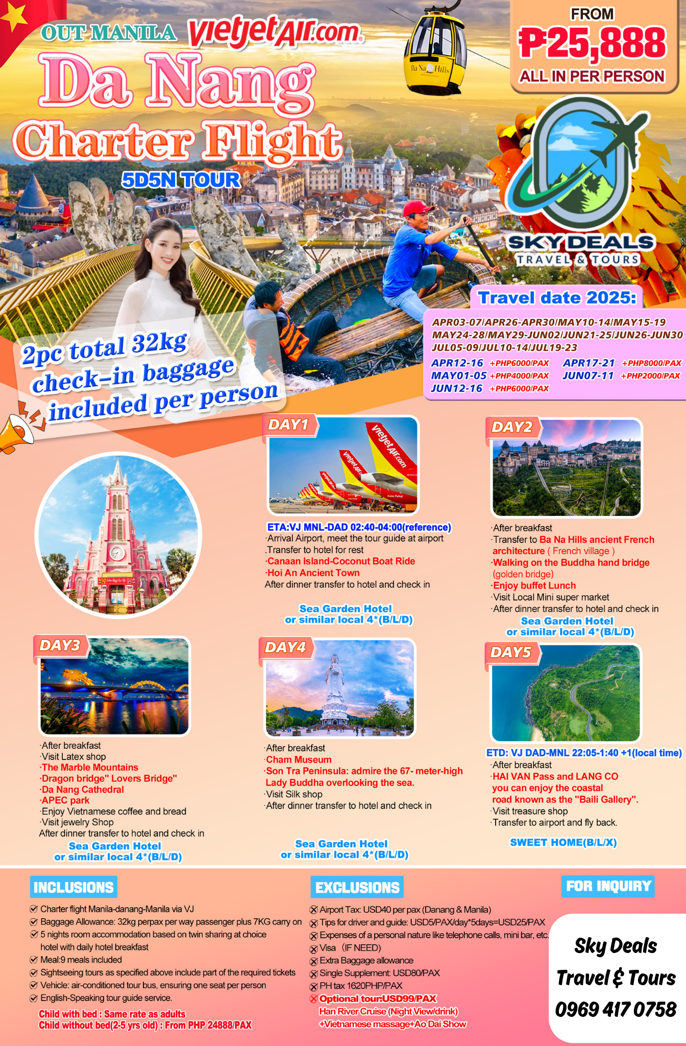5 Days and 5 Nights Da Nang Tour Package via Charter Flight Apr to July 2025